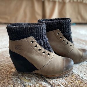 Sorel Joan of arctic sweater bootie wedge